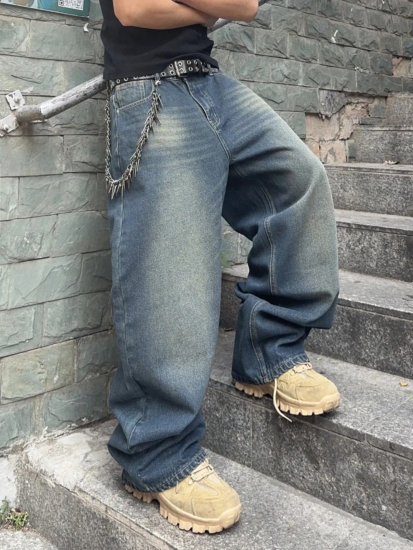 Vintage hommes y2k extensible Baggy Denim jean pour hommes mode pantalons décontractés Streetwear De