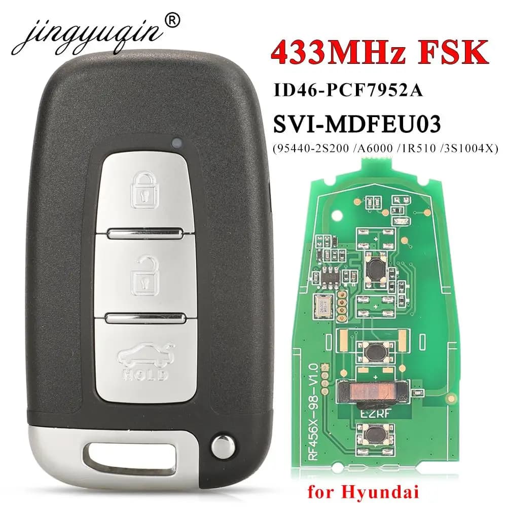 Jingyuqin – clé télécommande intelligente, 433Mhz, pour HYUNDAI I30 I45 Ix35 Genesis Equus Veloster 