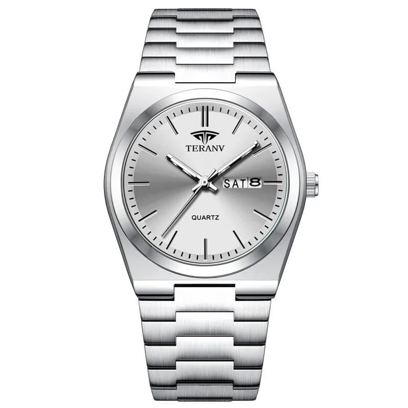 Montre pour hommes, montre à quartz de mode avec calendrier mince en acier inoxydable