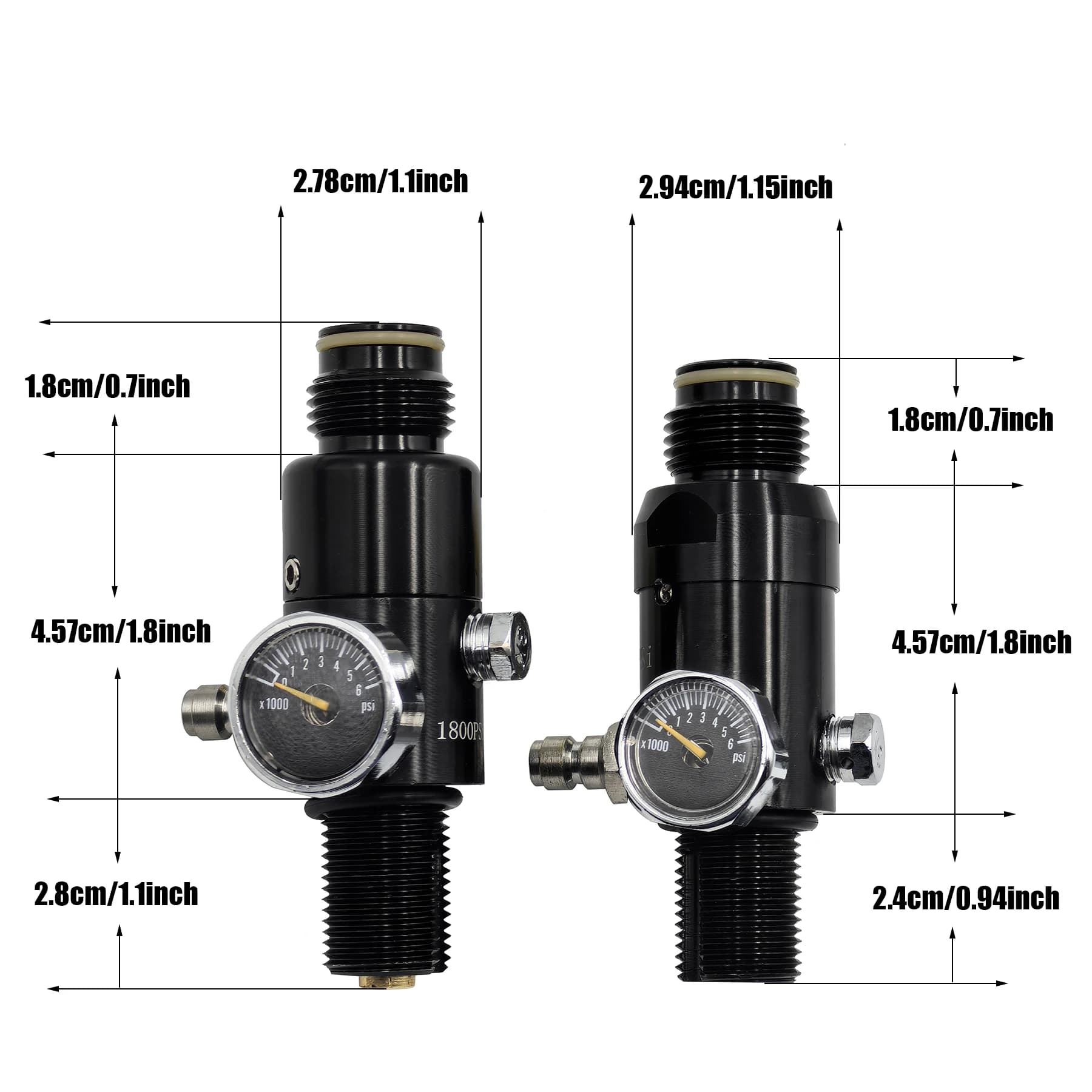 HPA 4500psi cylindre régulateur de réservoir d'air filetage de Valve M18 * 1.5 ou 5/8-18UNF sortie 8