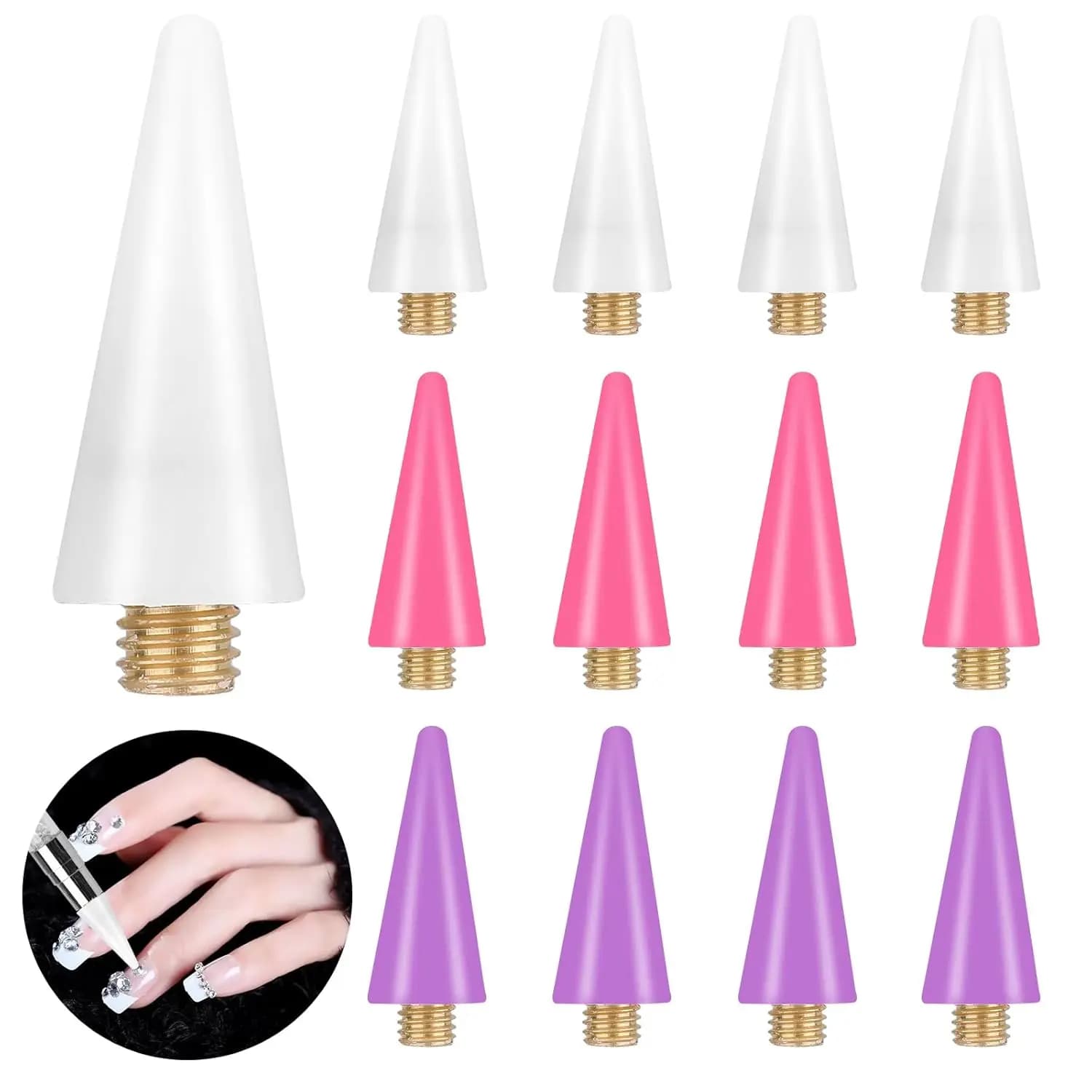 PINCEF-Stylo de pointage pour ongles, 12 pièces, pointe de remplacement, biscuits, outil pour ramass