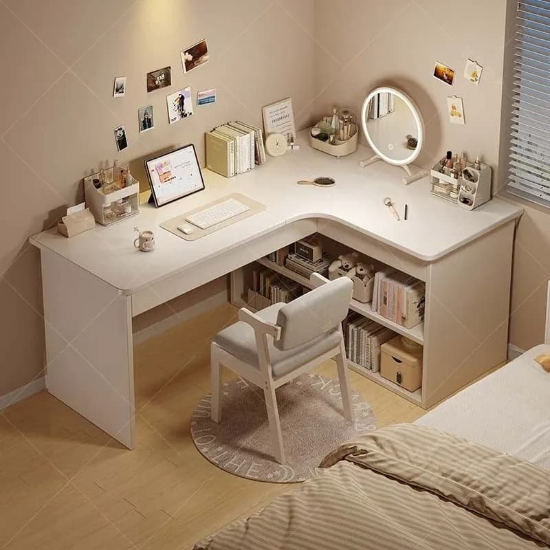 Bureau d'ordinateur, bureau à domicile, bureau de chambre, bibliothèque intégrée, bureau d'angle mul