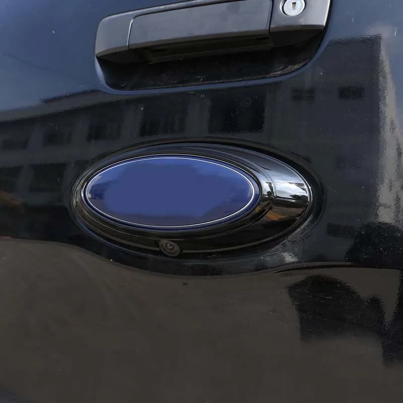 Anneau de Badge arrière de voiture en Fiber de carbone/noir brillant, cadre de Logo, garniture de dé