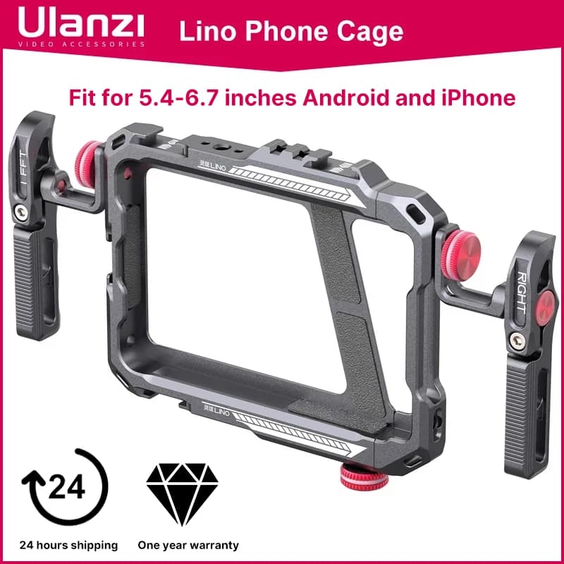 Ulanzi Lino téléphone Cage vidéo Vlog plate-forme poignée pour 5.4 ''à 6.7'' iPhone X 11 12 13 14 Pr