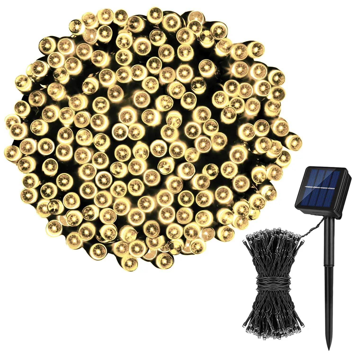 Guirlande lumineuse LED en plastique et cuir, à énergie solaire, étanche IP65, 8 Modes d'éclairage, 