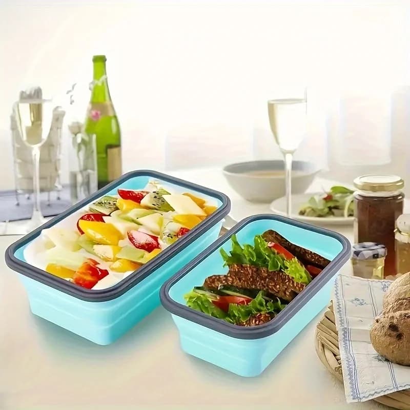 Conteneur de stockage des aliments pliable en Silicone, boîte à déjeuner empilable permettant de gag