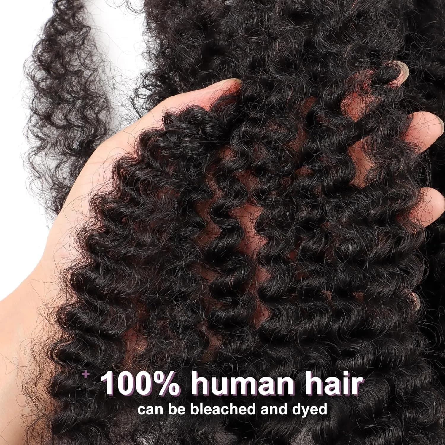 Extensions de cheveux humains naturels 4C Afro Kinky Curly en vrac, sans trame, Remy brésilien, 10-1