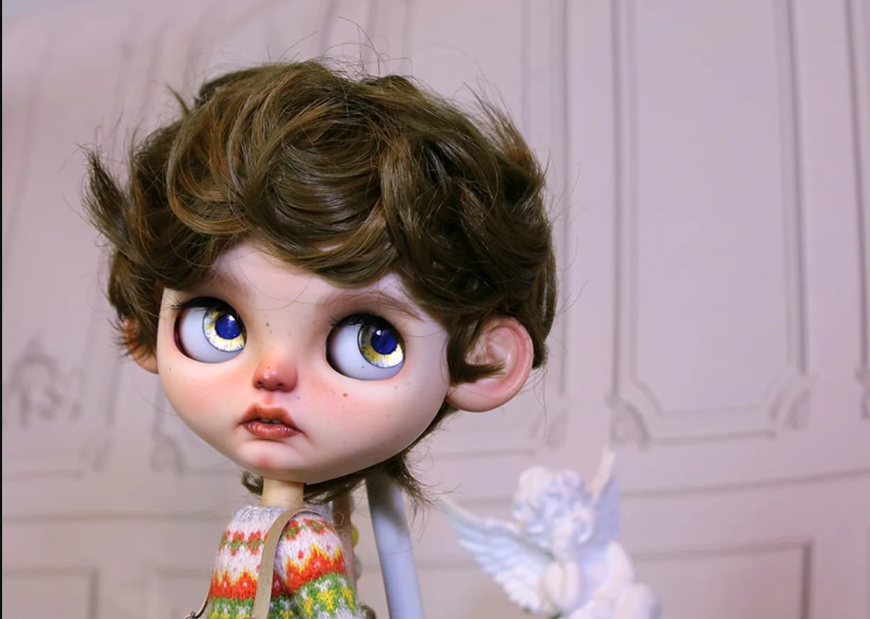 Perruque de poupée Blythe adaptée aux garçons de taille 1/6, cheveux bouclés en soie haute températu