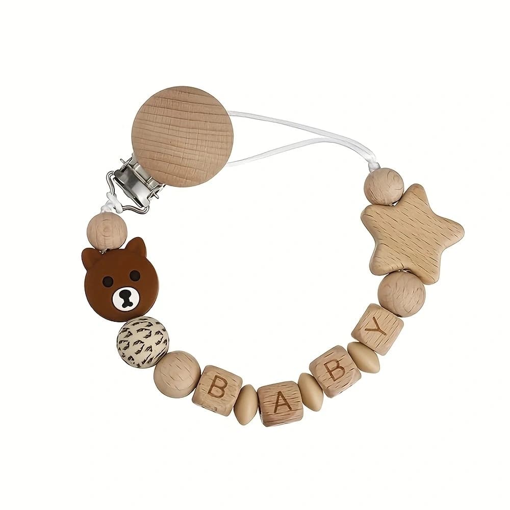 Clips de sucette en bois pour bébé, porte-mamelon factice, chaîne en Silicone, ours Koala, sucettes 