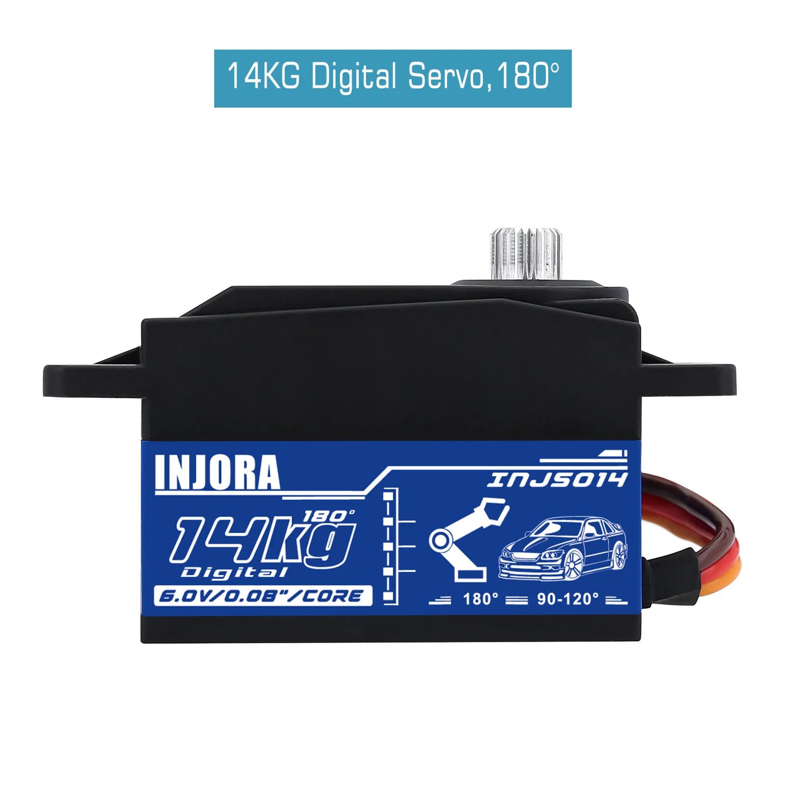 INJORA – engrenage métallique 14KG INJS014, Servo numérique à profil bas pour voiture de tourisme su