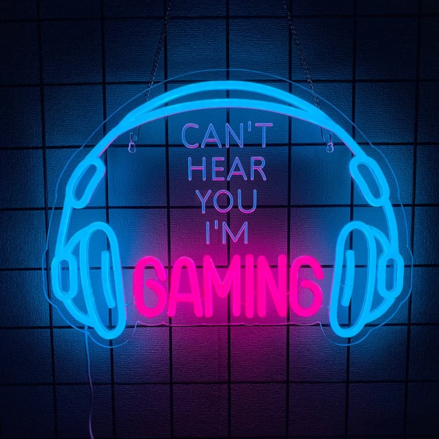 Enseigne au néon Gamer pour décoration murale de chambre, panneaux de jeu au néon LED USB pour chamb