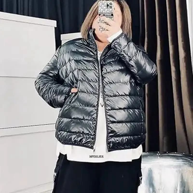 Parka matelassurera à col montant pour femme, veste noire, vêtements d'extérieur pour femme, optique