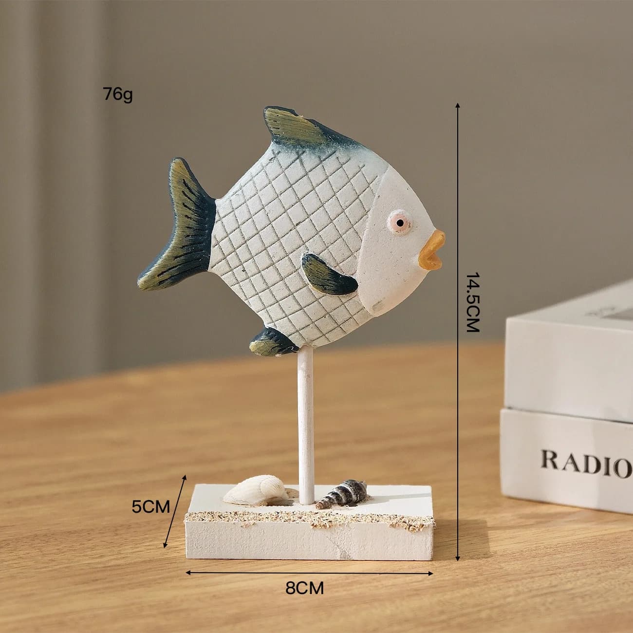 Décoration d'intérieur méditerranéenne, ornements en bois bleus et blancs, hippocampe, poisson de me