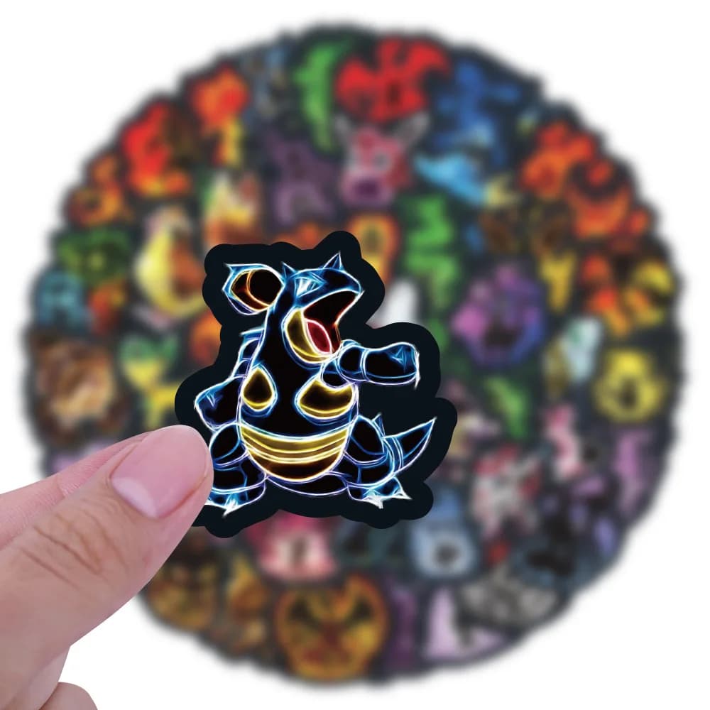 Autocollants Graffiti Pokemon néon, 60 pièces, autocollants décoratifs pour ordinateur portable, Ska
