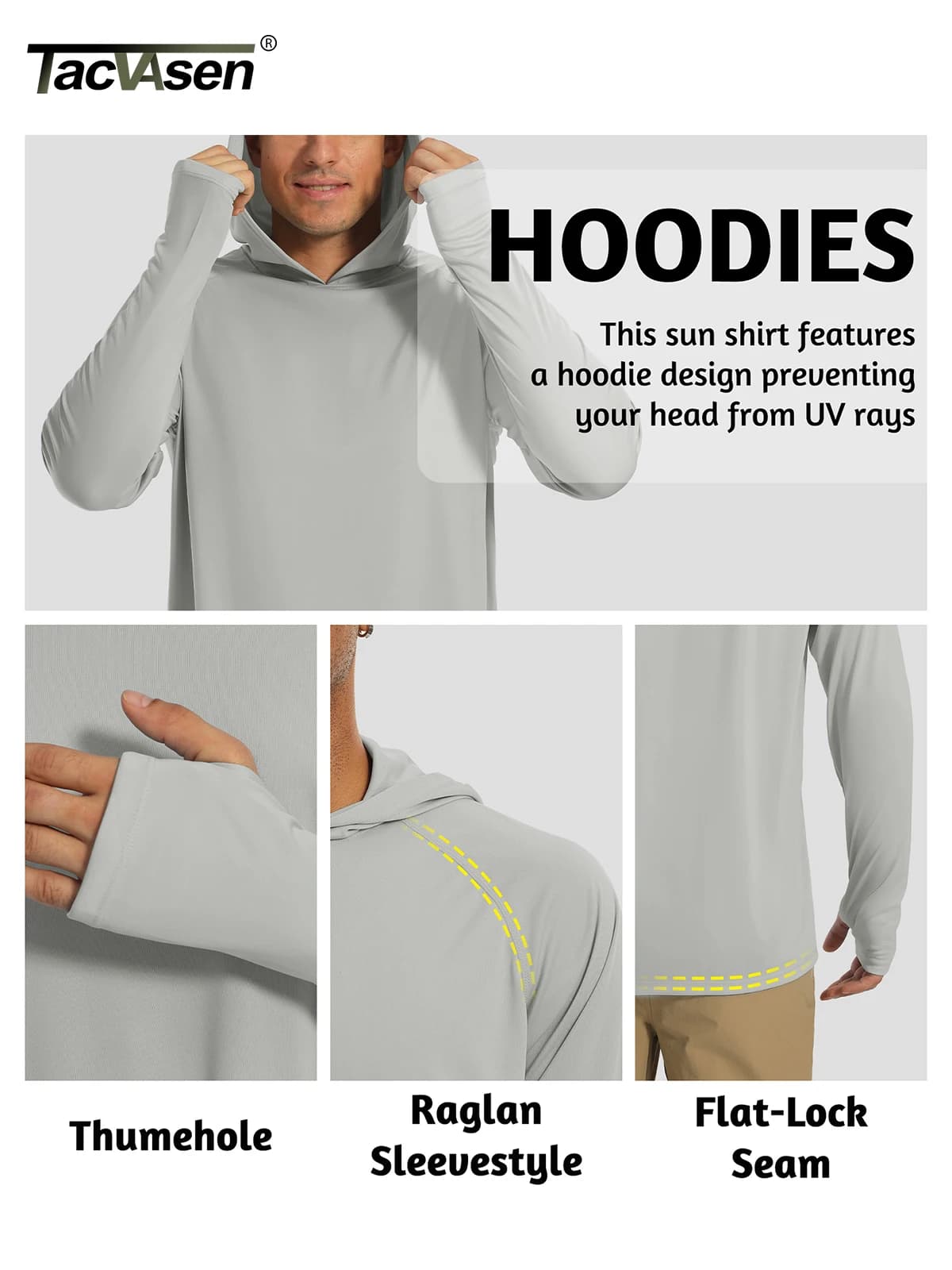Haut de protection solaire UPF 50+ pour homme à manches longues, séchage rapide, respirant, avec tro