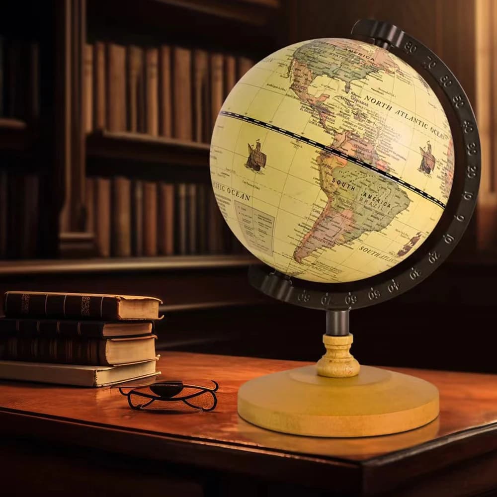 Globe débaren bois avec support, décoration de la maison, fournitures scolaires pour étudiants, cart