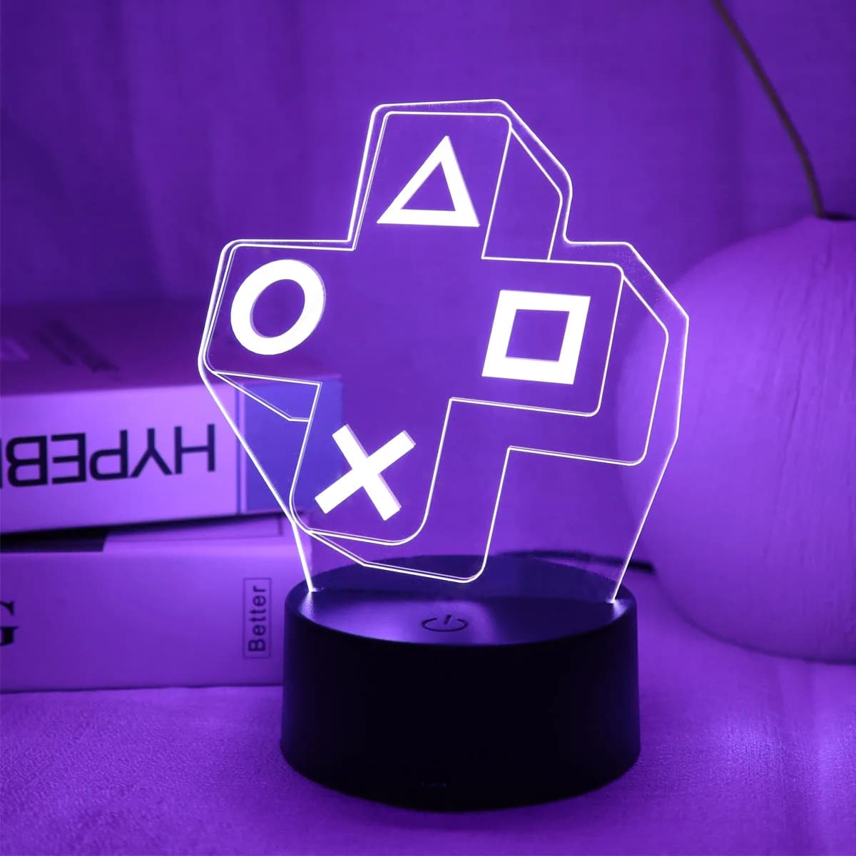 1PC expérience de jeu bouton croisé 3D veilleuse tactile coloré lumière LED chambre décoration atmos