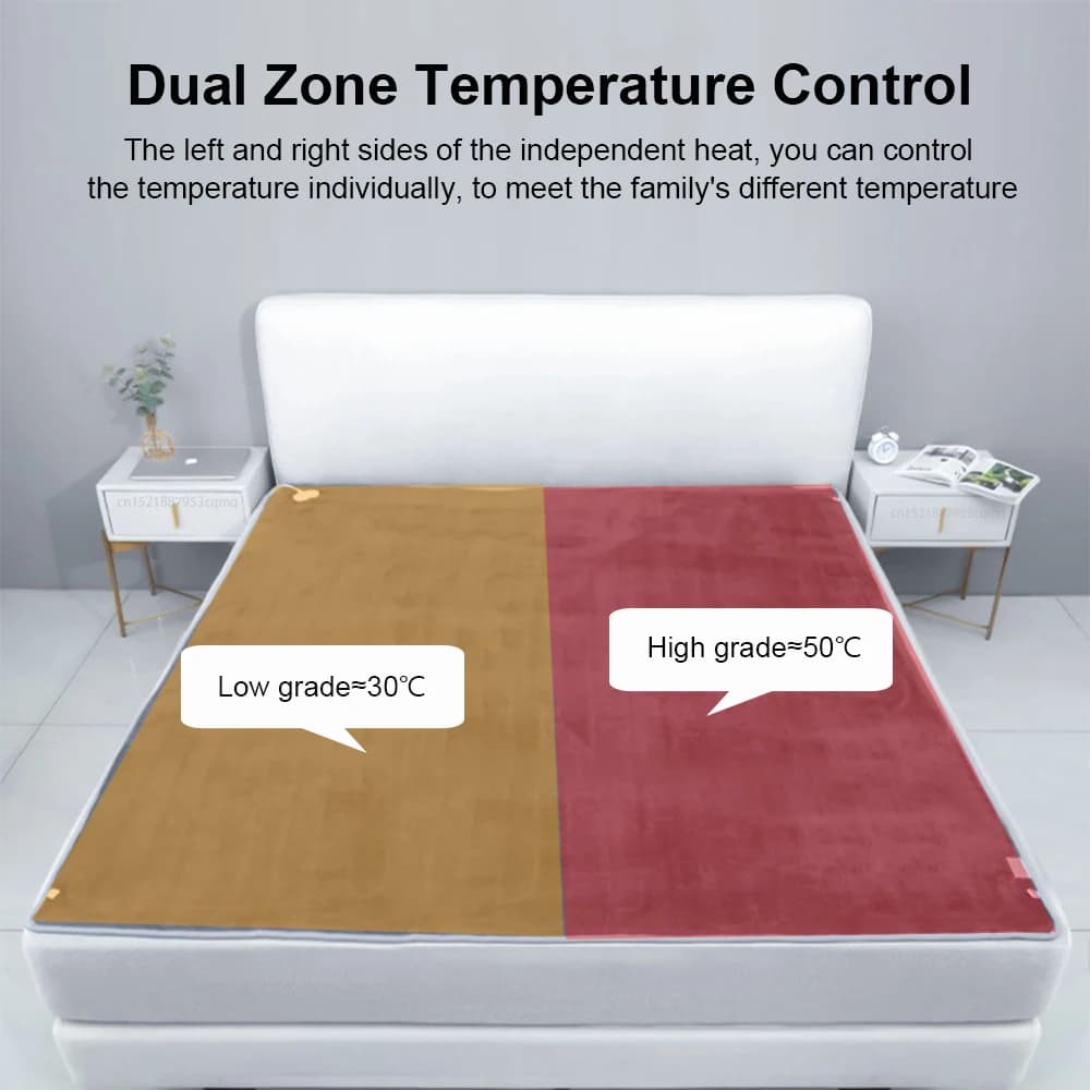 Couverture chauffante électrique avec thermostat automatique, matelas de lit, chauffe-corps double, 