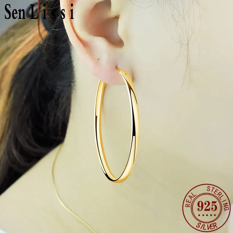 Senlissi-nouvelles boucles d'oreilles plaquées or 18 carats pour femmes, en argent Sterling 925, 3.0