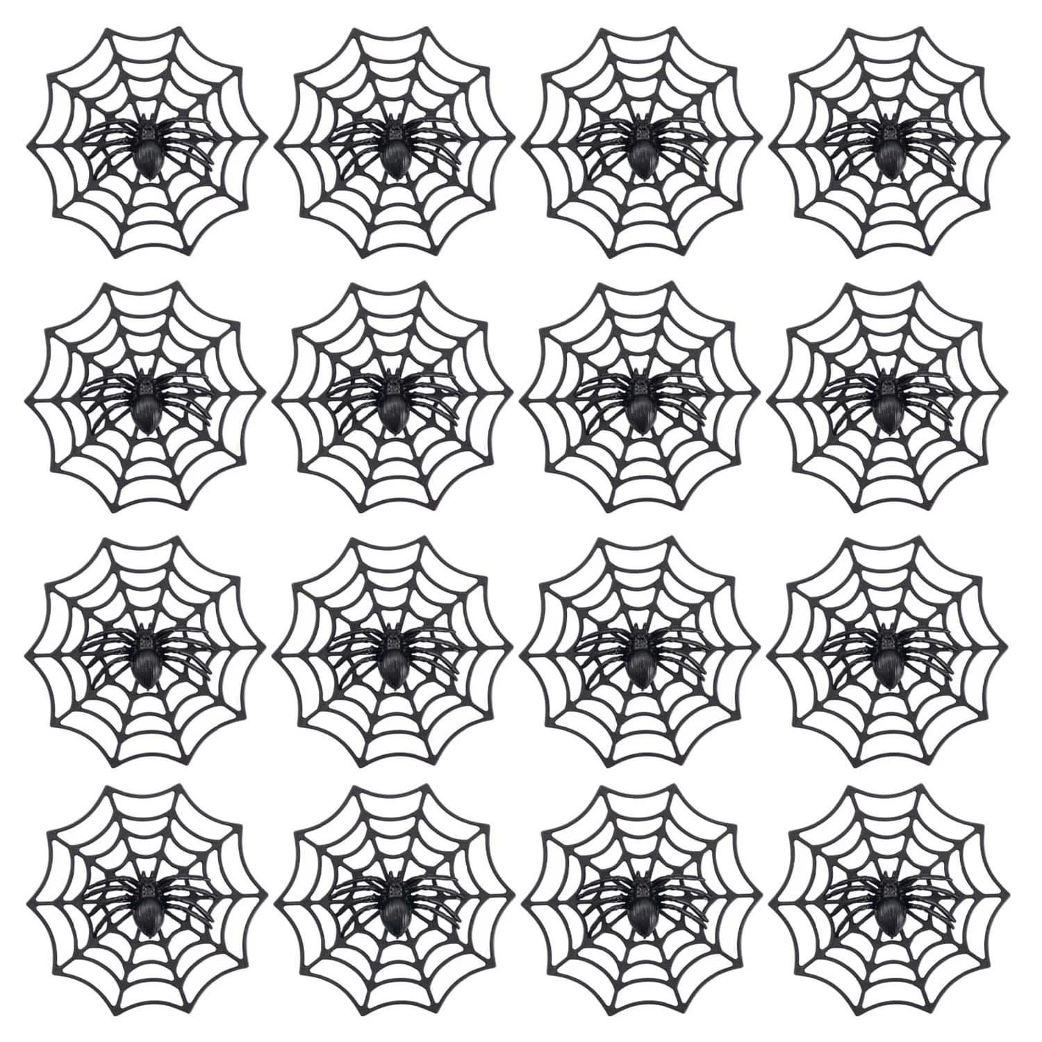 Araignées réalistes avec toile d'araignée, araignées noires d'halloween, petits accessoires d'horreu