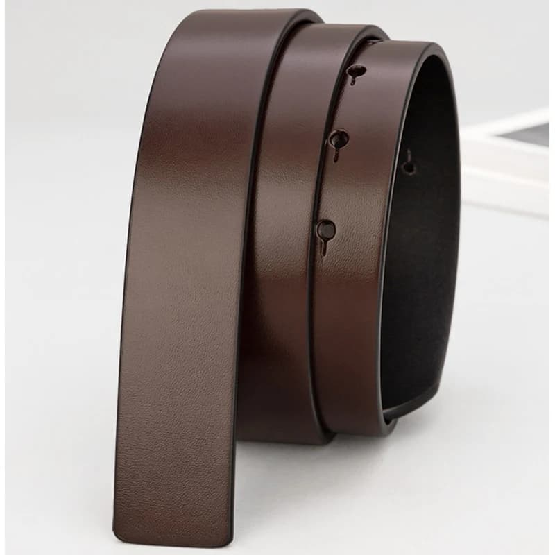 Sangle de ceinture en cuir de vache pur, 3.4CM, à trous ronds, sans boucle, ceintures en cuir vérita