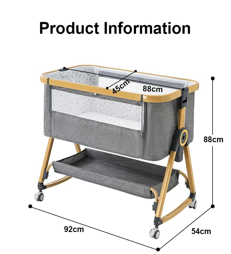 Lit bébé 3 en 1 portable, pliable, hauteur réglable, roues rotatives, berceau vibrant pour nouveau-n