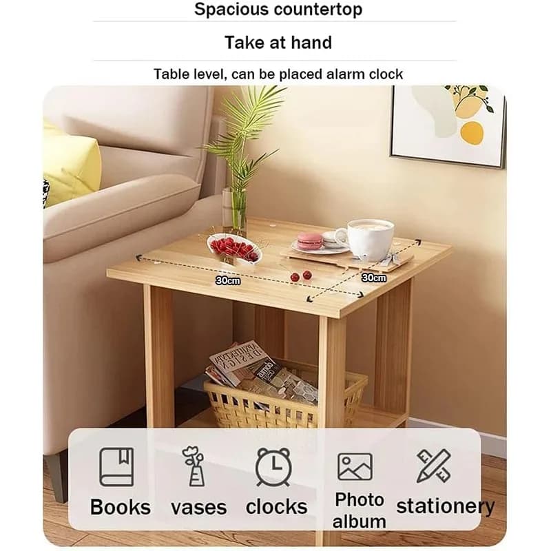 Table de chevet Simple en bois massif, table de nuit Double couche, salon, canapé, Table d'appoint, 