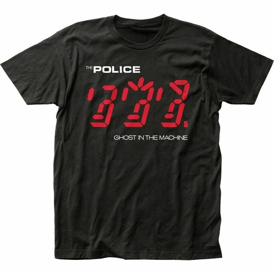 T-shirt noir unisexe du groupe de police « Ghosts in the Machine », t-shirt streetwear d'été en pur 