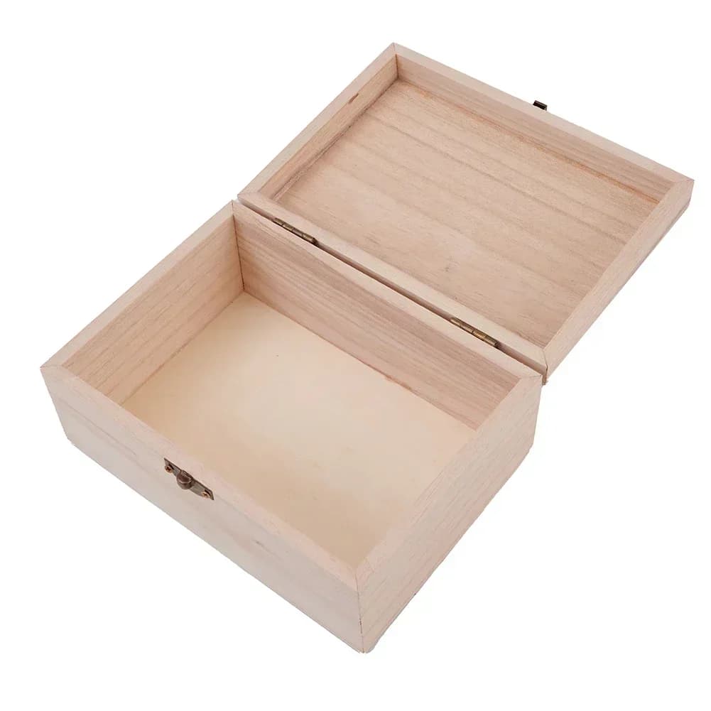Boîte à bijoux en bois uni S M L, boîte de rangement de bureau en bois naturel à clapet, décoration 