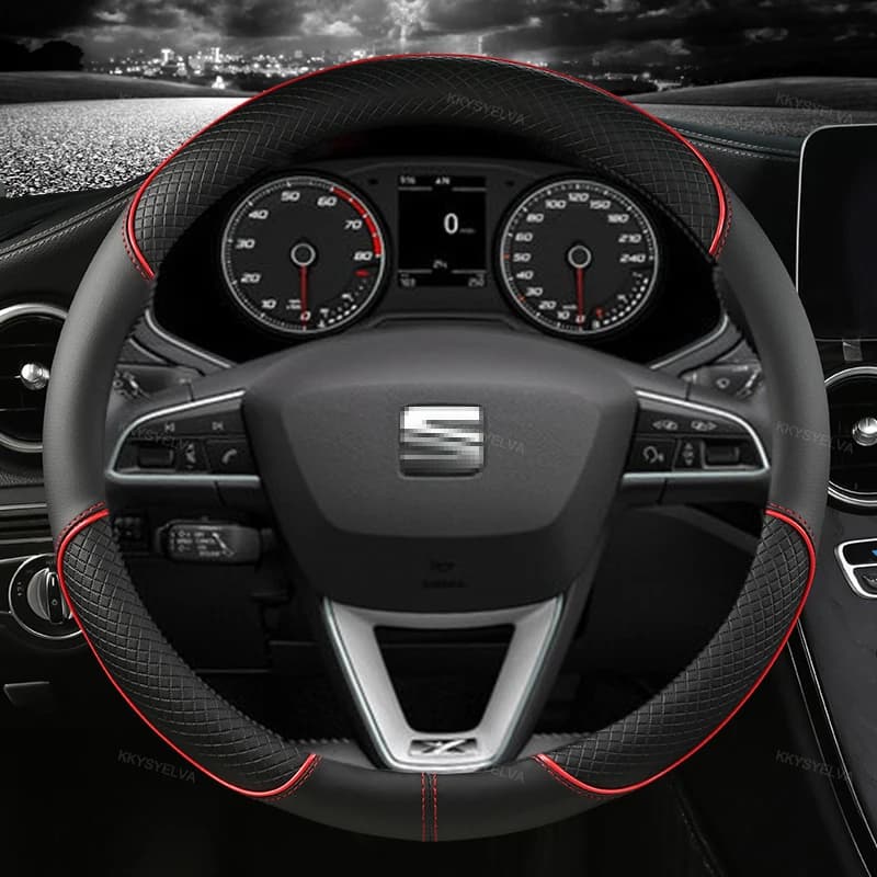 Housse de volant de voiture en cuir microfibre, 38cm, antidérapante, pour Seat Tarraco Arona Ateca I