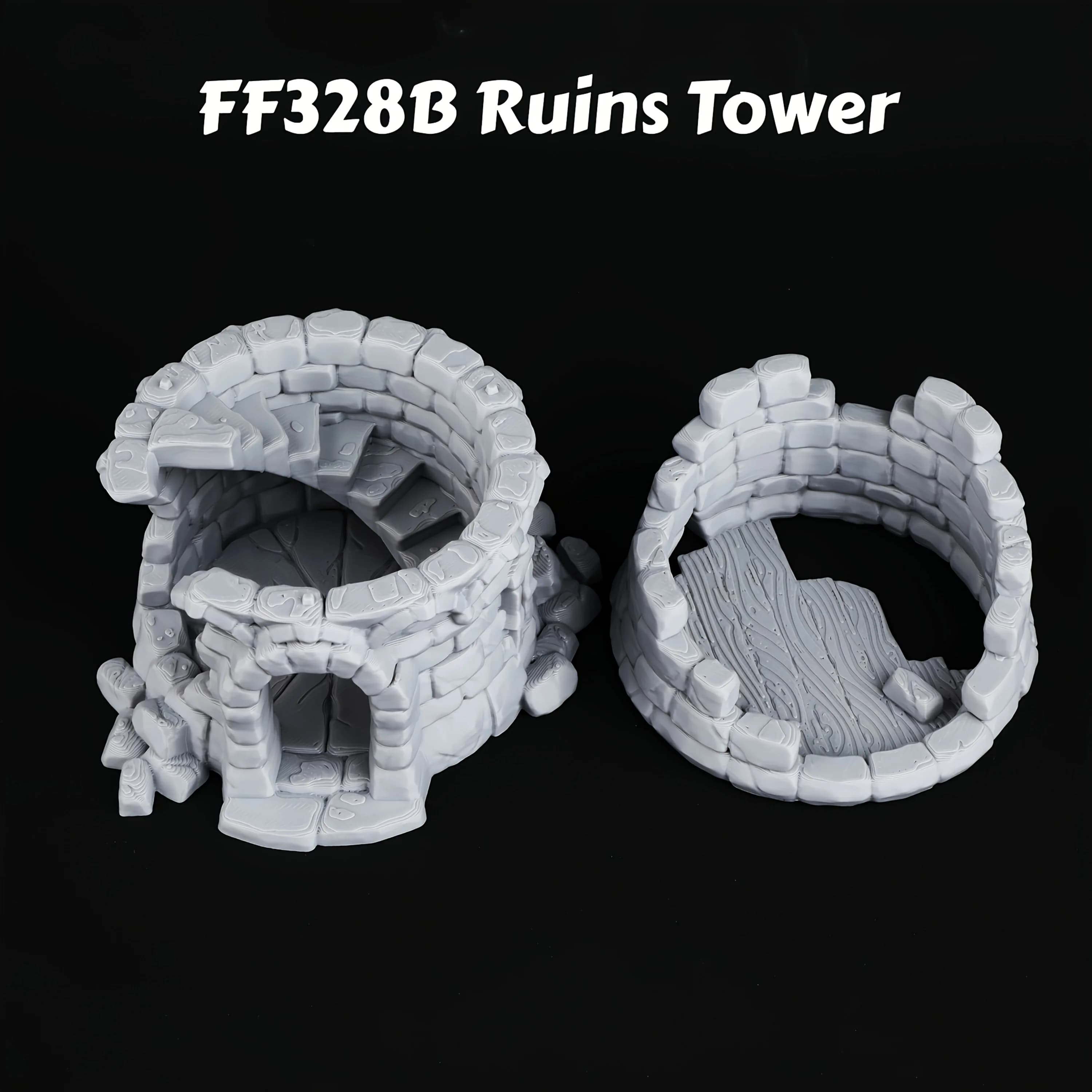 Ensemble de terrain miniature RPG - Ruines, maison et tour pour jeux de rôle sur table, cadeau de va