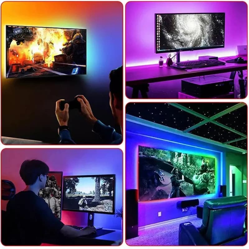 Bande lumineuse flexible à LED avec Bluetooth, lampe, ruban, diode, rétroéclairage TV, USB, RVB, 505