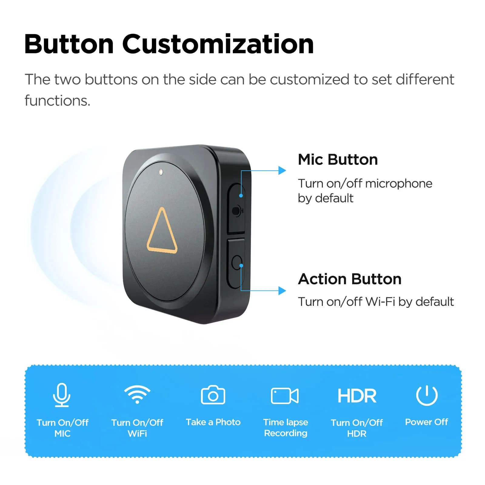 VIOFO – télécommande Bluetooth sans fil BTR200 améliorée, avec fonction de verrouillage des événemen
