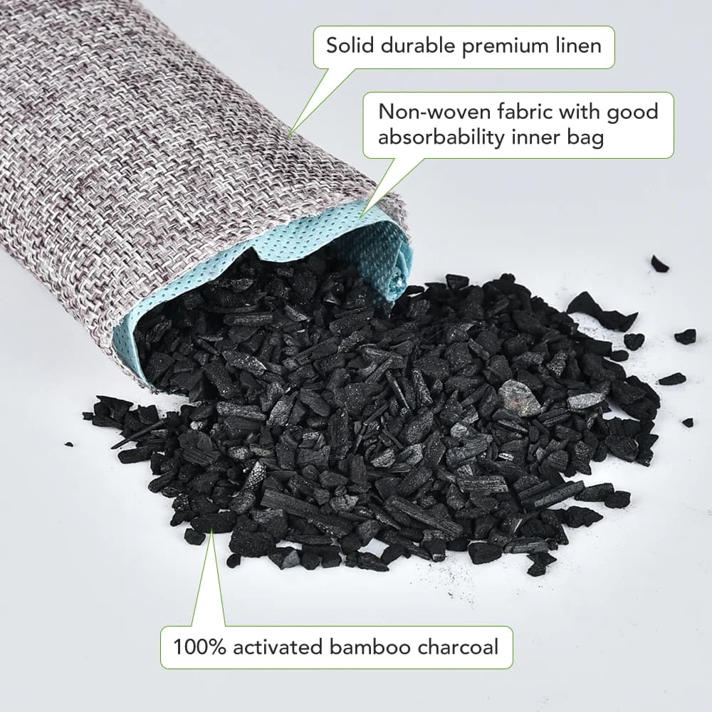 Sacs en charbon de bambou naturel, 10 pièces, purificateur d'air, charbon actif, absorbeur d'odeur, 