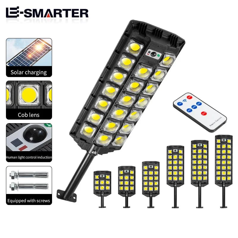 Réverbère solaire à LED étanche extérieur, angle réglable, lampe solaire, batterie au lithium intégr