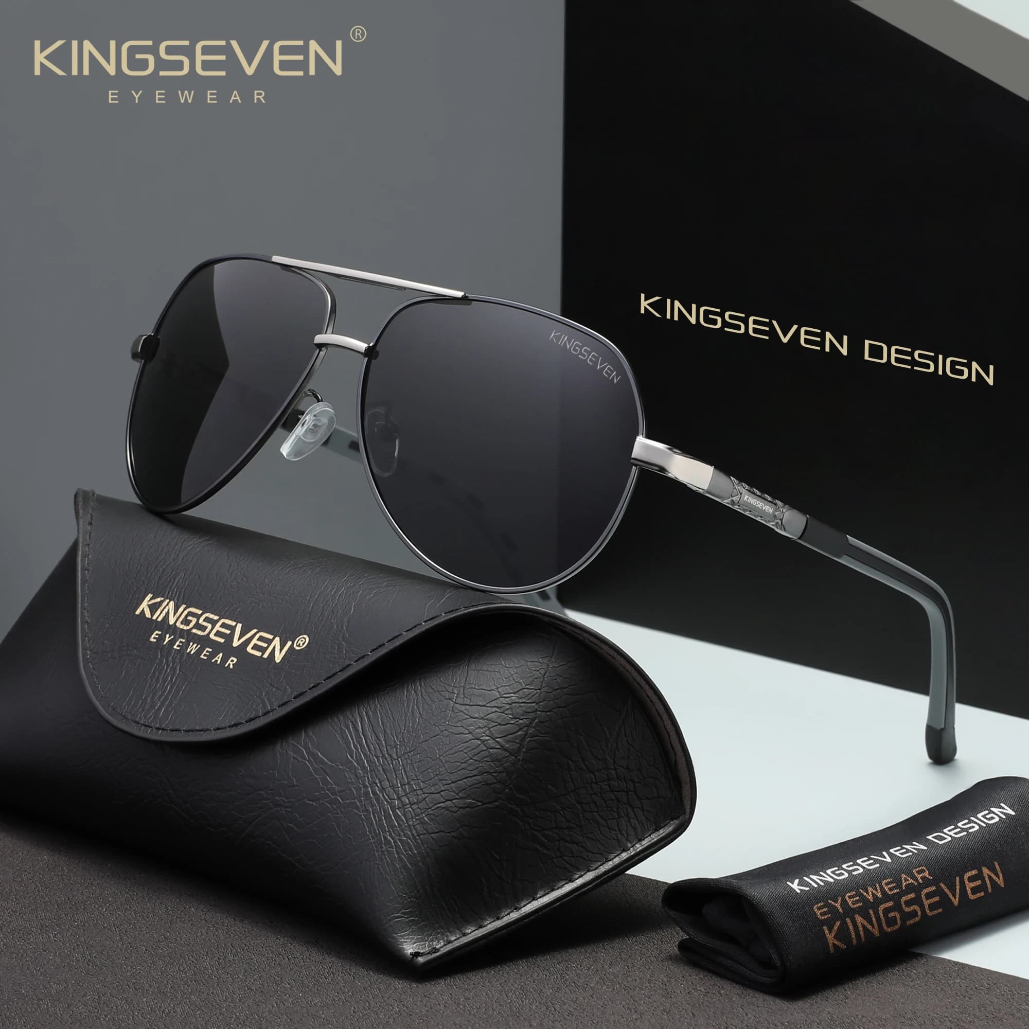 KINGSEVEN Lunettes de soleil polarisées classiques pour hommes et femmes, style aviateur, accessoire