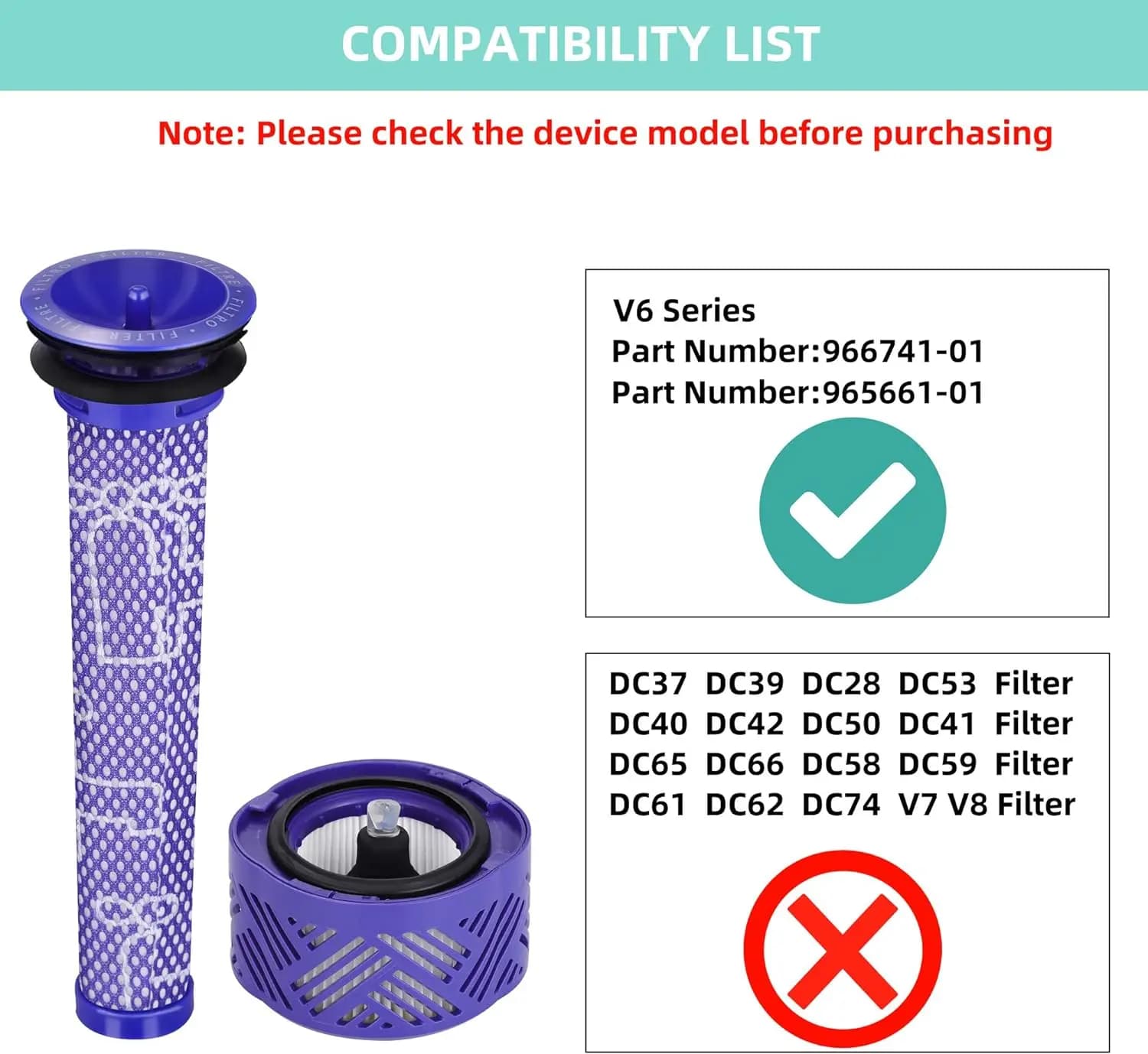 Filtre de remplacement pour aspirateur sans fil Dyson V6 Absolute Total Clean, filtres HEPA comparés