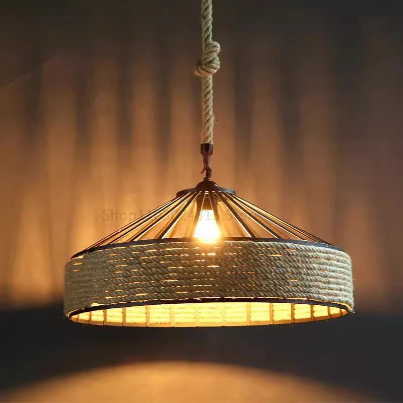 Lampe suspendue classique en corde de chanvre, Lustre pour plafond, classique, rétro, Antique, indus