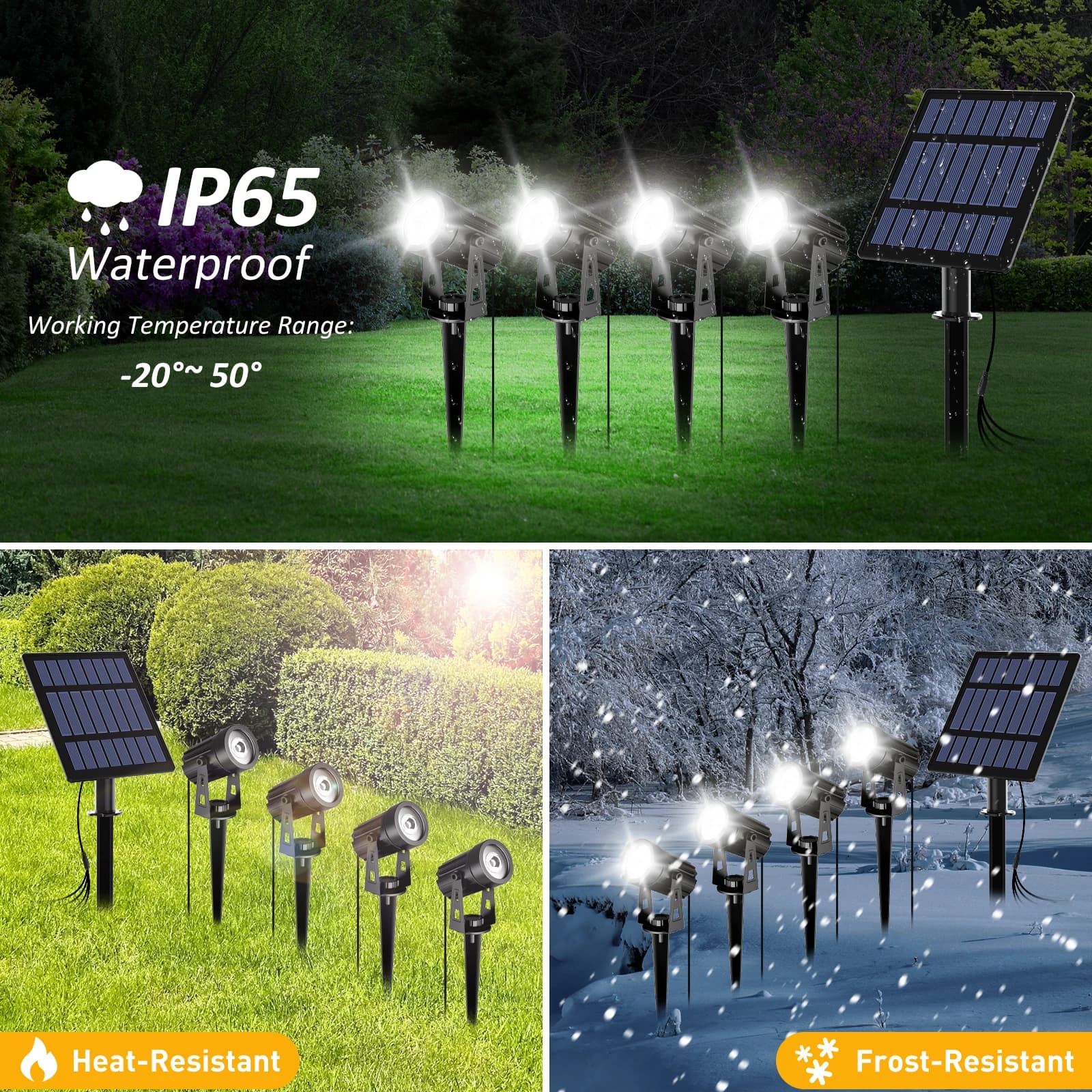 Lampe LED solaire imperméable conforme à la norme IP65, spot lumineux d'extérieur, rvb, idéal pour u