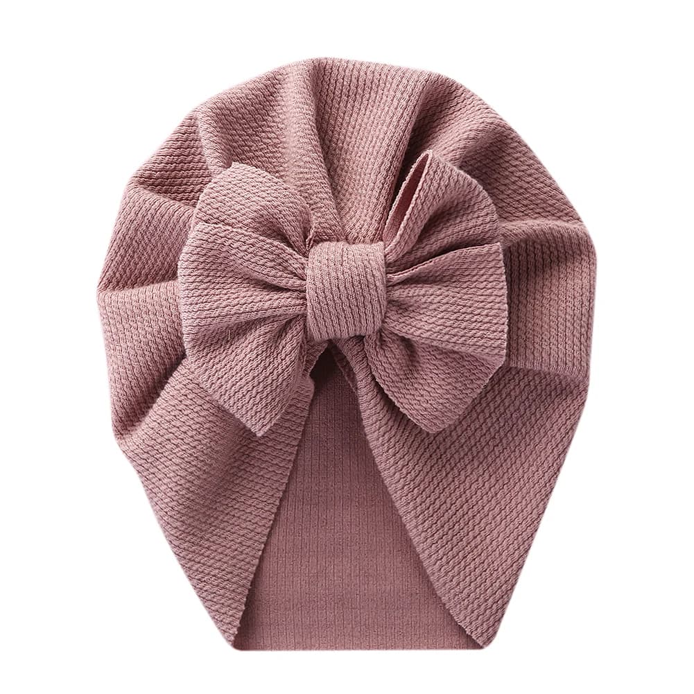Turban côtelé texturé solide pour bébé, chapeaux avec nœud supérieur, pour nouveau-né, garçon et fil