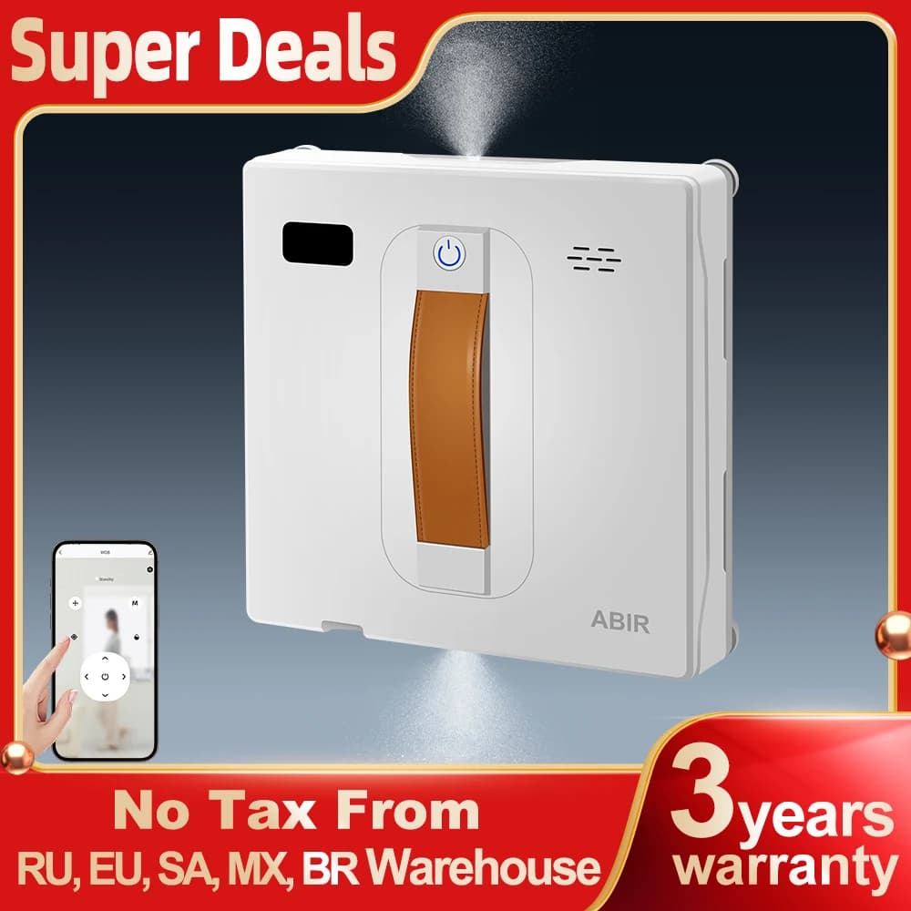 Nettoyeur de fenêtres robot ABIR WD8,Double Pulvérisation d'Eau, Mémoire Intelligente, Aspiration Pu