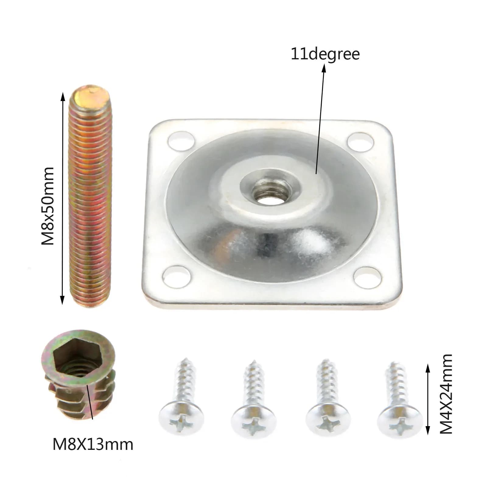 Pied de meuble carré, plaque montée, pied de table en fer, accessoire de rêve avec adaptateur femell
