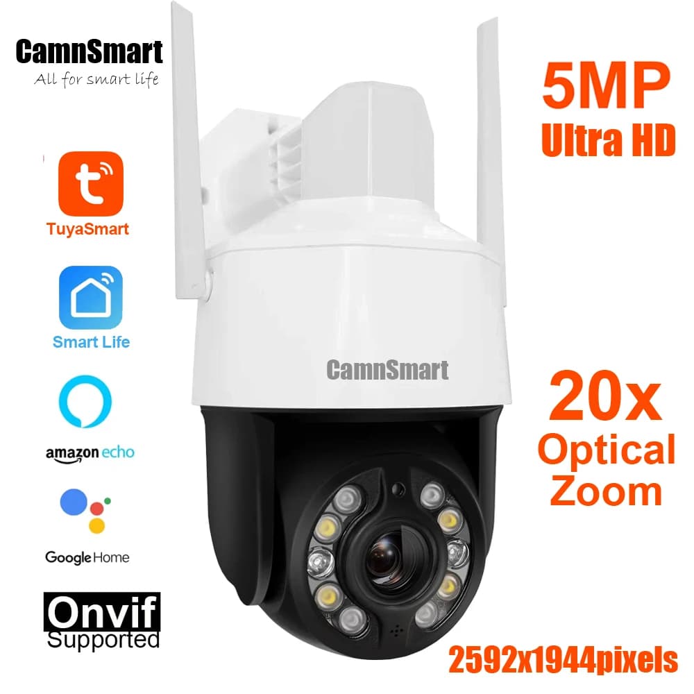 Tuya – caméra IP sans fil 5MP, Zoom optique 20X, câble WIFI RJ45, prise en charge de la vie intellig