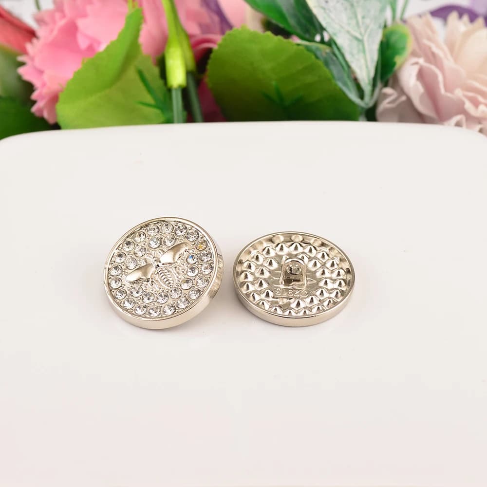 Boutons en métal décoratifs avec strass, 6 pièces, abeille dorée, rose, bleu, pour vêtements, mantea