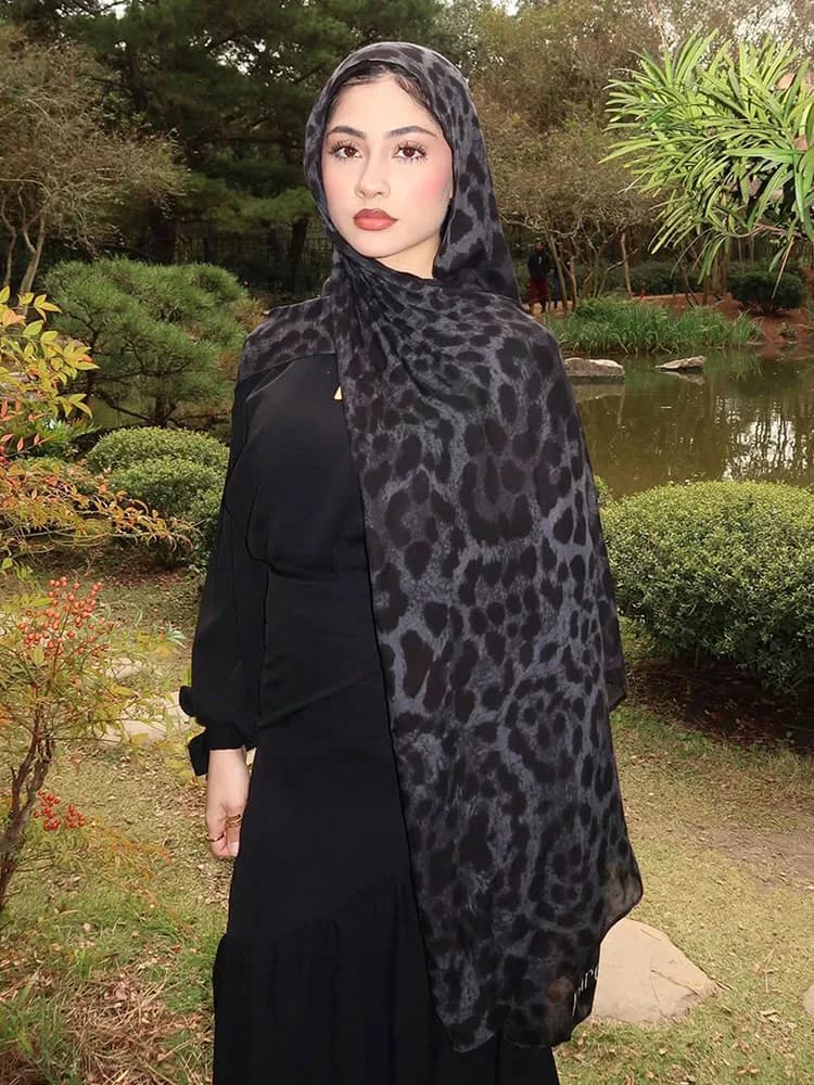 Hijabs musulmans pour femmes Ramadan, foulards imprimés léopard printemps, châle de luxe, hijab Eid,
