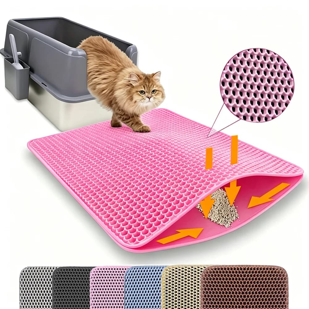 Tapis de litière pour chat Double couche antidérapant pour animaux de compagnie, grand bac à litière