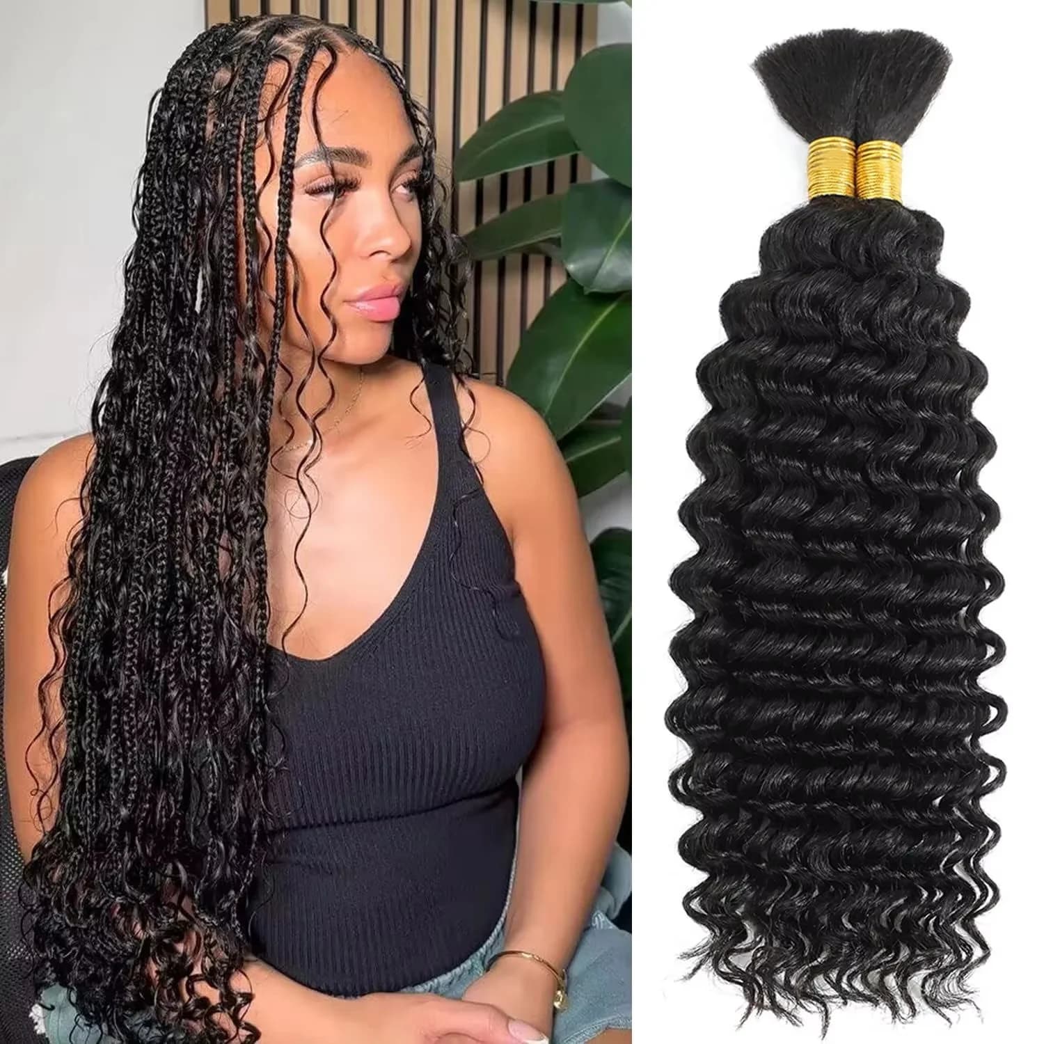 Tressage humain cheveux vague profonde en vrac cheveux humains 100g sans trame cheveux humains paque