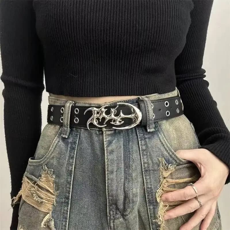 Ceinture Punk en cuir PU ajouré Y2K pour hommes et femmes, accessoire tendance pour cadeaux, ceintur