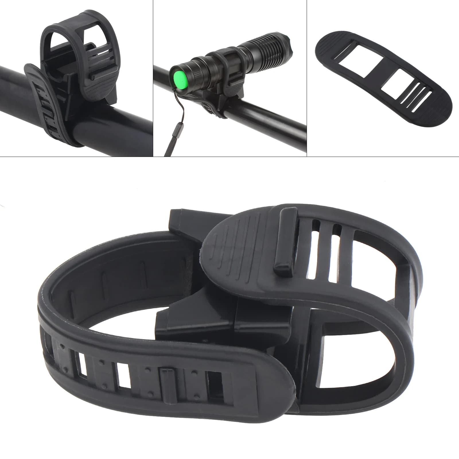Support universel de lampe de poche pour vélo, sangles en caoutchouc réglables résistantes à 360, la
