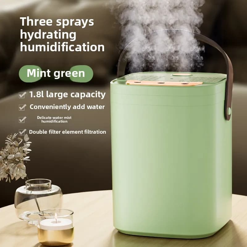 Humidificateur de veilleuse à trois buses, grande capacité 1,8 l, double filtre, machine d'aromathér